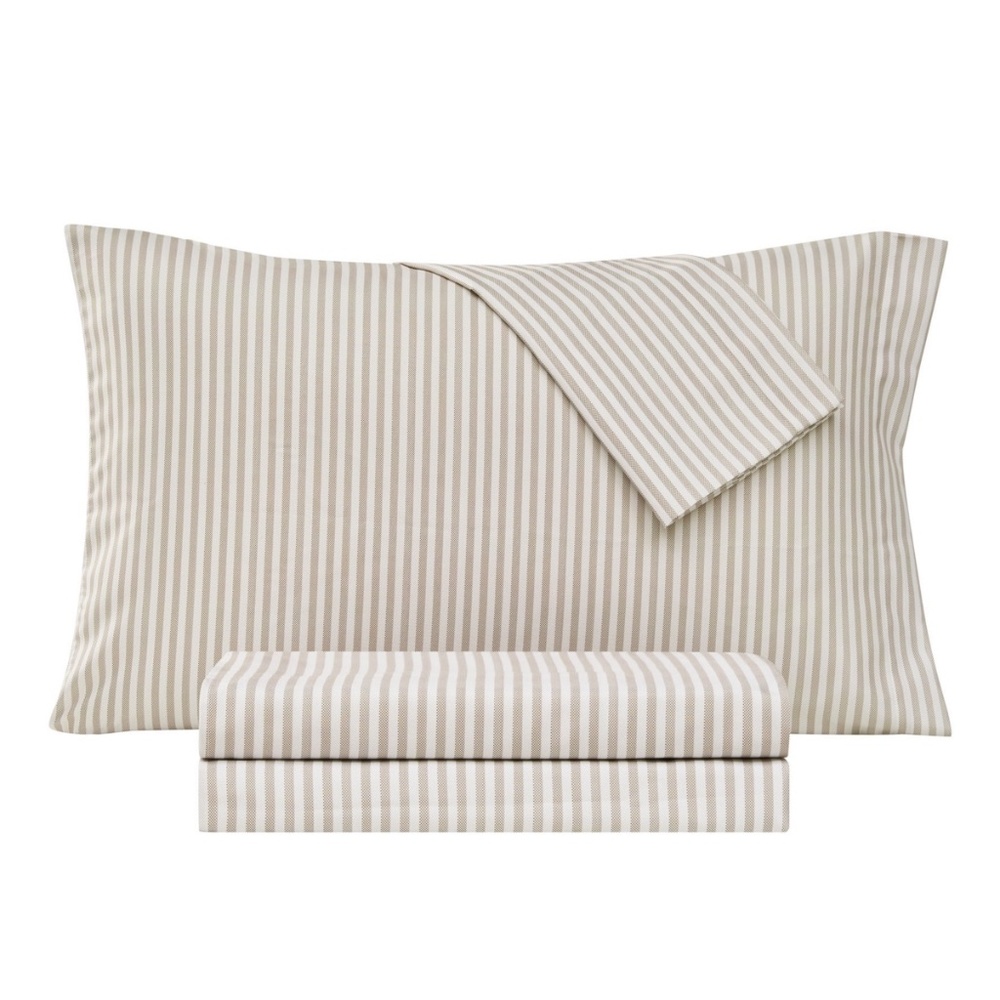 Sanders Coastal Printed Microfiber 3-Pc. Sheet Set, Twin - Taupe Beach Stripe